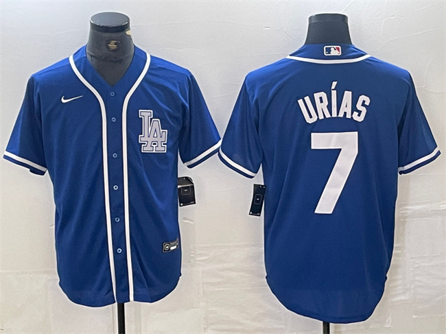 Men's Los Angeles Dodgers #7 Julio Urías Blue Cool Base Stitched Baseball Jersey
